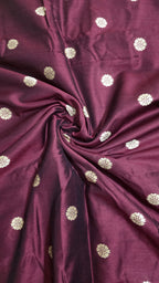 Premium Poly Cotton Running Material with Golden Embroidered Floral Butta