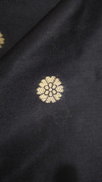 Premium Poly Cotton Running Material with Golden Embroidered Floral Butta