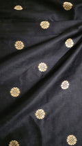 Premium Poly Cotton Running Material with Golden Embroidered Floral Butta