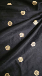 Premium Poly Cotton Running Material with Golden Embroidered Floral Butta